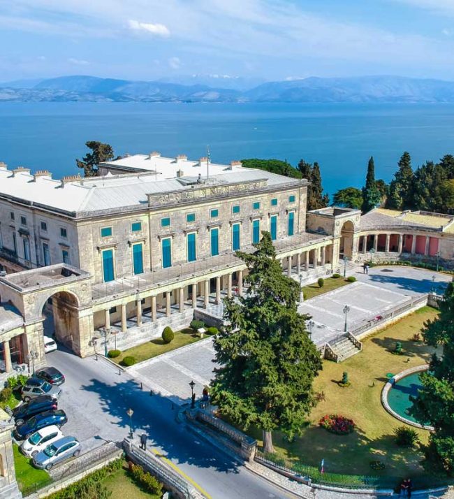 glyfa beach villas seaside front map points corfu old town spianada asian art museum