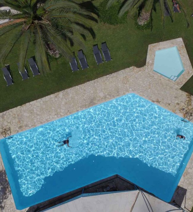 folies corfu pool drone